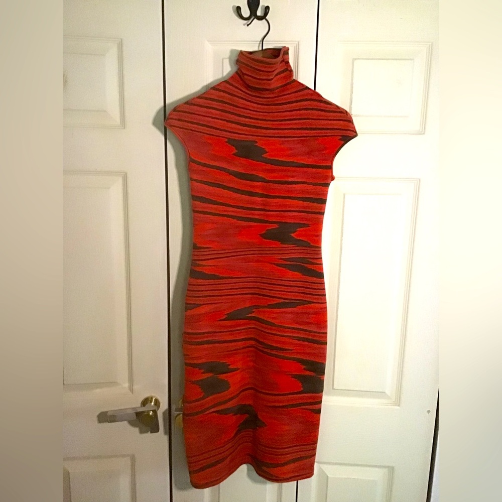 Missoni sweater dress - orange, brown + charcoal